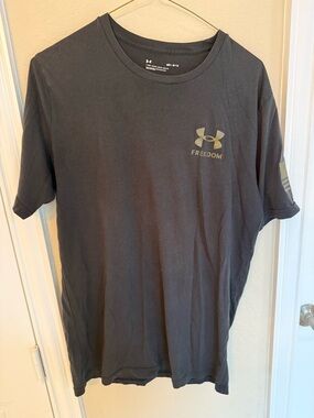 Under Armour Black Freedom Short-Sleeve Tee with Logo